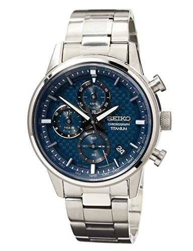 Seiko Herren-Uhr Quarz Titan mit Edelstahlband SSB387P1, Blau von Seiko