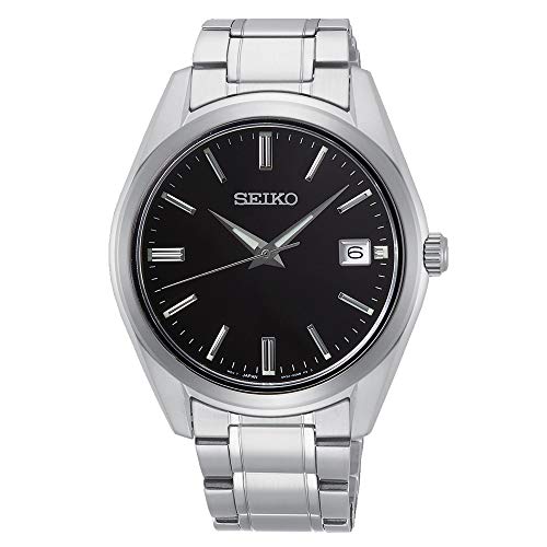 Seiko Herren-Uhr Quarz Edelstahl mit Edelstahlband SUR311P1, Schwarz von Seiko
