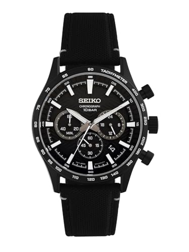 Seiko Herren Analog Quarz Uhr mit Nylon Armband SSB417P1, Schwarz von Seiko