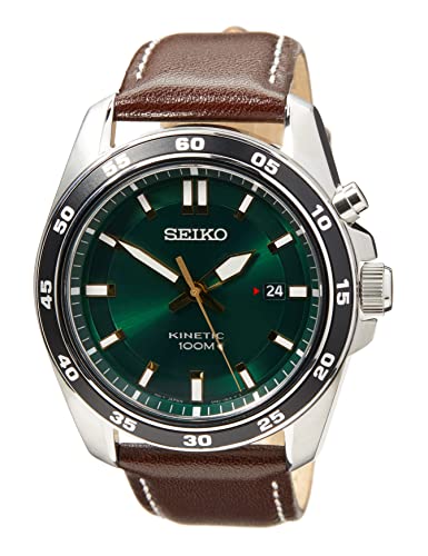 Seiko Herren-Uhr Kinetik Edelstahl mit Lederband SKA791P1 von Seiko