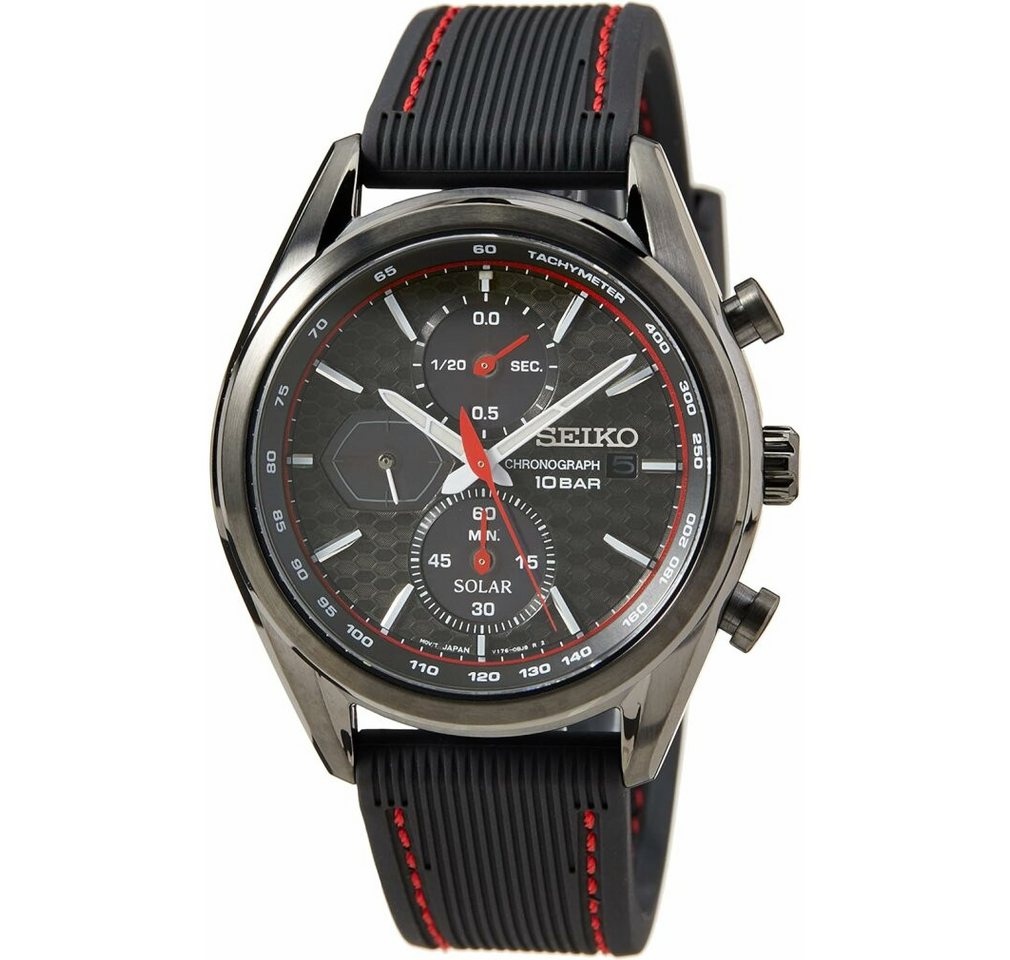 Seiko Luxusuhr Herren-Uhr Quarz Edelstahl mit Silikonband von Seiko