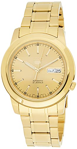 Seiko Herren SNKE56 5 Automatik Gold Zifferblatt Goldton Edelstahl Uhr Champagner/Gold/Skelett Selbstaufzug Automatikuhr, Champagner/Gold/Skelett, Automatikuhr mit Automatikaufzug von Seiko