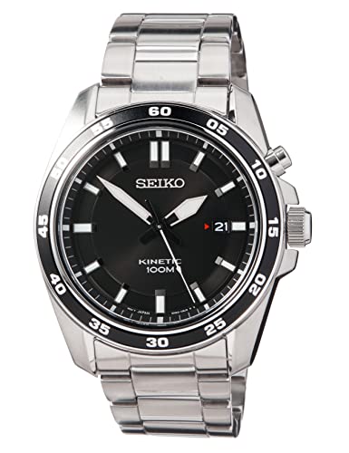 Seiko Herren-Uhr Kinetik Edelstahl mit Edelstahlband SKA785P1, Schwarz von Seiko