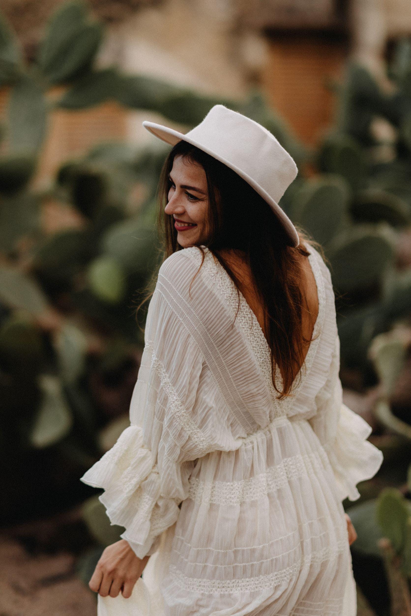 Anabelle | Umstandskleid Aus Spitze Weißes Boho Kleid, Rückenfrei von SeilaArtDressesShop