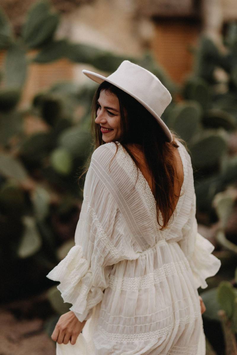 Anabelle | Umstandskleid Aus Spitze Weißes Boho Kleid, Rückenfrei Anabelle | Umstandskleid Aus Spitze Weißes Boho Kleid, Rückenfrei von SeilaArtDressesShop