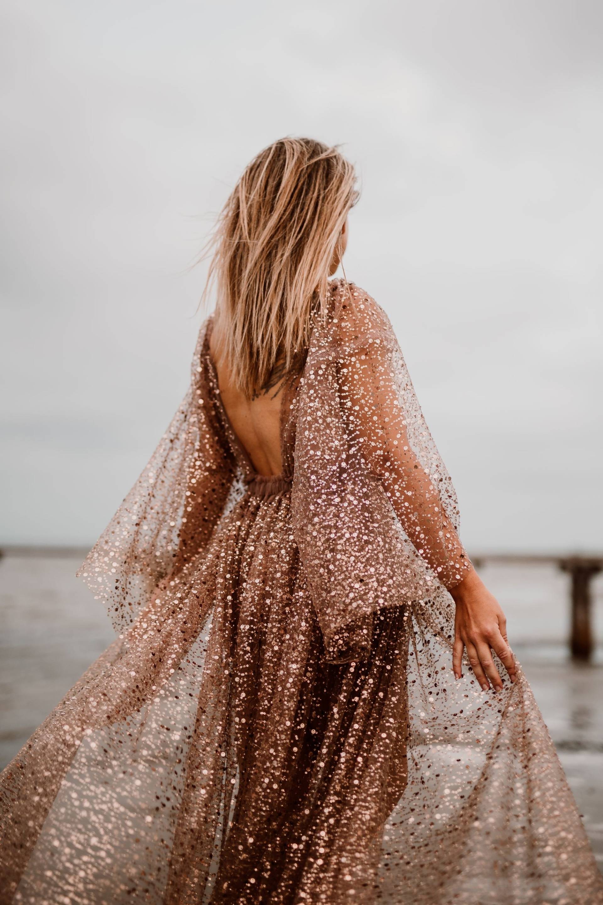 Nikolaus | Verschönerte Tüll Umstandskleid Boho Kleid Mit Offenem Rücken von SeilaArtDressesShop