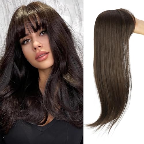 Clip-in-Pony, 3D-360°-Abdeckung, Kunst-Pony mit Topper für Damen, Clip-in-Haarverlängerung, Haarteile für Damen (1B#, 45,7 cm) (6Q#) von Seimainurs