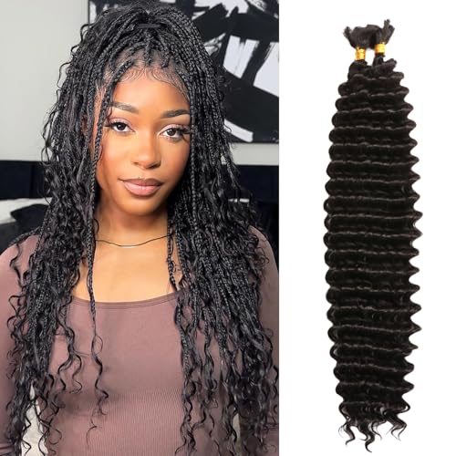 Seimainurs Deep Wave Crochet Hair Long Curly Braiding Hair for Boho Braids Ocean Wave Braiding Hair for Black Women (1B#, 18 Inch (Bundles of 2)) von Seimainurs