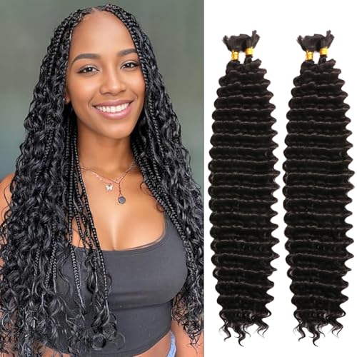 Seimainurs Deep Wave Crochet Hair Long Curly Braiding Hair for Boho Braids Ocean Wave Braiding Hair for Black Women (1B#, 18 Inch (Bundles of 4)) von Seimainurs