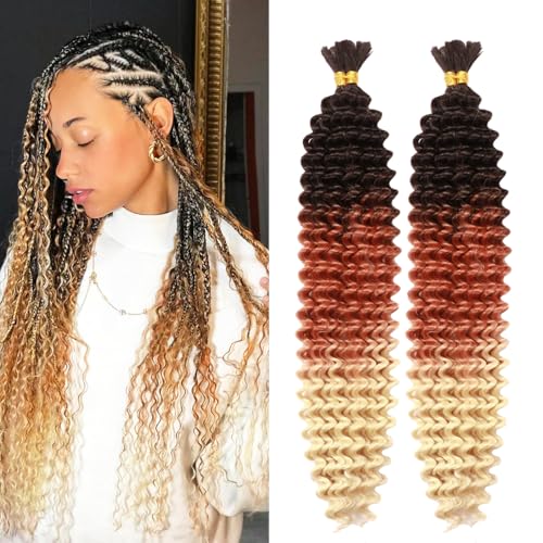 Seimainurs Deep Wave Crochet Hair Long Curly Braiding Hair for Boho Braids Ocean Wave Braiding Hair for Black Women (C15, 24 Inch (Bundles of 4)) von Seimainurs