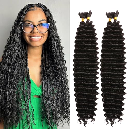 Seimainurs Tiefwelliges Häkelhaar, lang, lockig, Flechthaar für Boho-Zöpfe, Ozeanwellen, Flechthaar für schwarze Frauen (1B#, 61 cm (Bündel von 4) von Seimainurs