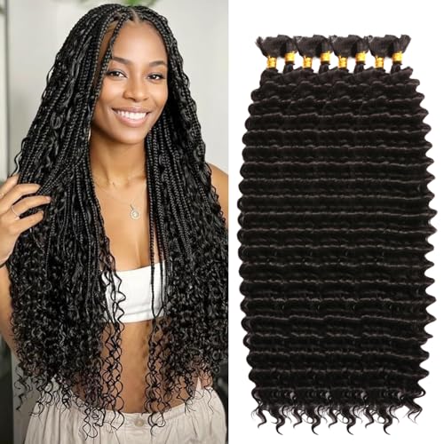 Seimainurs Tiefwelliges Häkelhaar, lang, lockig, Flechthaar für Boho-Zöpfe, Ozeanwellen, Flechthaar für schwarze Frauen (1B#, 61 cm (Bündel von 8)) von Seimainurs