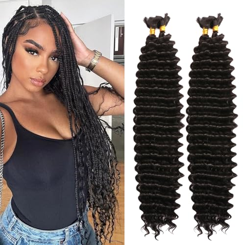 Seimainurs Tiefwelliges Häkelhaar, lang, lockig, Flechthaar für Boho-Zöpfe, Ozeanwellen, Flechthaar für schwarze Frauen (1B#, 76,2 cm (Bündel von 4) von Seimainurs