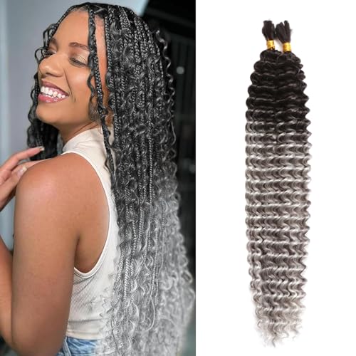 Seimainurs Tiefwelliges Häkelhaar, lang, lockig, Flechthaar für Boho-Zöpfe, Ozeanwellen, Flechthaar für schwarze Frauen (OT1B/Grau, 61 cm (Bündel von 2) von Seimainurs