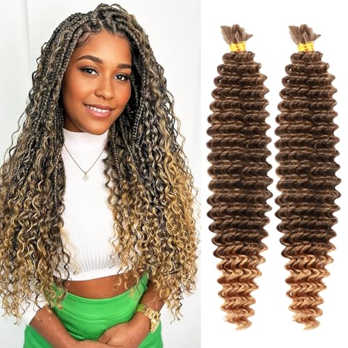 Seimainurs Tiefwelliges Häkelhaar, lang, lockig, Flechthaar für Boho-Zöpfe, Ozeanwellen, Flechthaar für schwarze Frauen (T1B/27, 61 cm (Bündel von 4) von Seimainurs