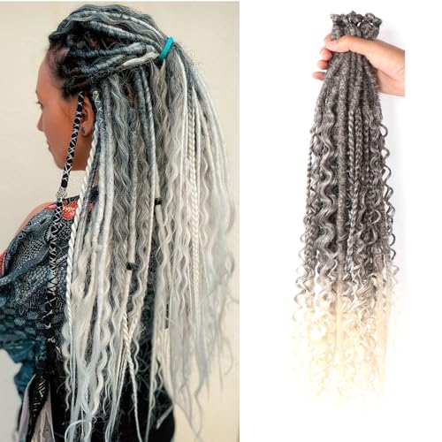 Synthetische Dreadlock-Erweiterung, Hippie-Dreadlock-Erweiterung, einendig, 0,6 cm breit, Loc Extensions, Reggae-Stil, Häkelhaar für Damen, T1B/613, 3 verschiedene Stile, 61 cm, 30 Strähnen Synthetische Dreadlock-Erweiterung, Hippie-Dreadlock-Erweiterung, einendig, 0,6 cm breit, Loc Extensions, Reggae-Stil, Häkelhaar für Damen, T1B/613, 3 verschiedene Stile, 61 cm, 30 Strähnen von Seimainurs