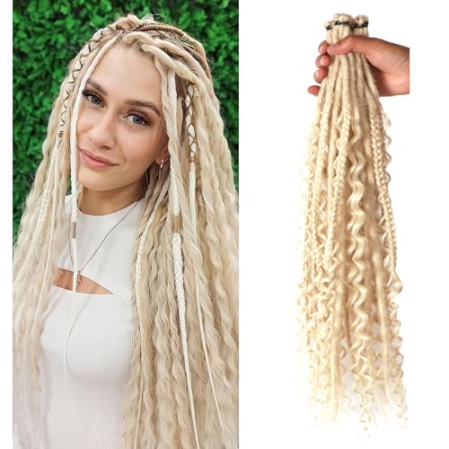 Synthetische Dreadlock-Verlängerungen, Hippie-Dreadlock-Erweiterungen, einendig, 0,6 cm breit, Loc Extensions, Reggae-Stil, Häkelhaar für Damen, 613#, 3 verschiedene Stile, 61 cm, 30 Strähnen Synthetische Dreadlock-Verlängerungen, Hippie-Dreadlock-Erweiterungen, einendig, 0,6 cm breit, Loc Extensions, Reggae-Stil, Häkelhaar für Damen, 613#, 3 verschiedene Stile, 61 cm, 30 Strähnen von Seimainurs