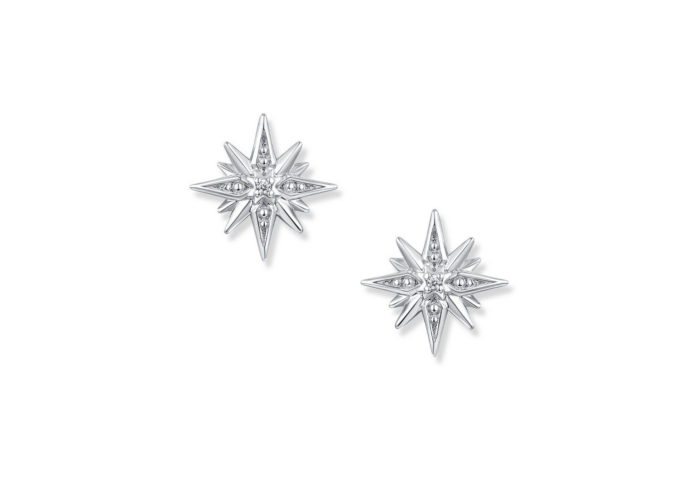 Seinerzeit FLORA & FAUNA Paar Ohrstecker Astra Silver Stern Ohrringe, Material: 925 Sterling Silber, rhodiniert mit Emaille von Seinerzeit FLORA & FAUNA