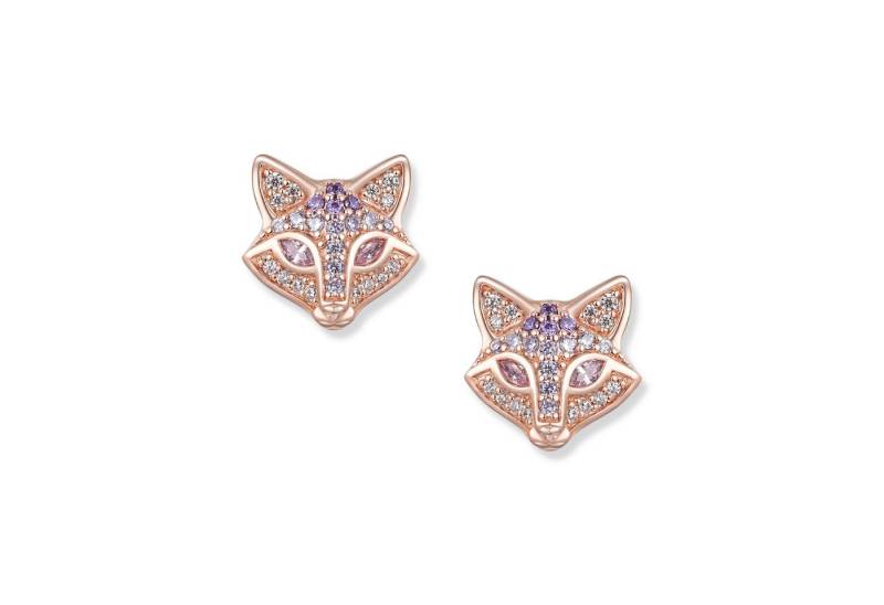 Seinerzeit FLORA & FAUNA Paar Ohrstecker Kitsune Fuchs Ohrringe, Material: 925 Sterling Silber, rosé vergoldet mit Emaille von Seinerzeit FLORA & FAUNA