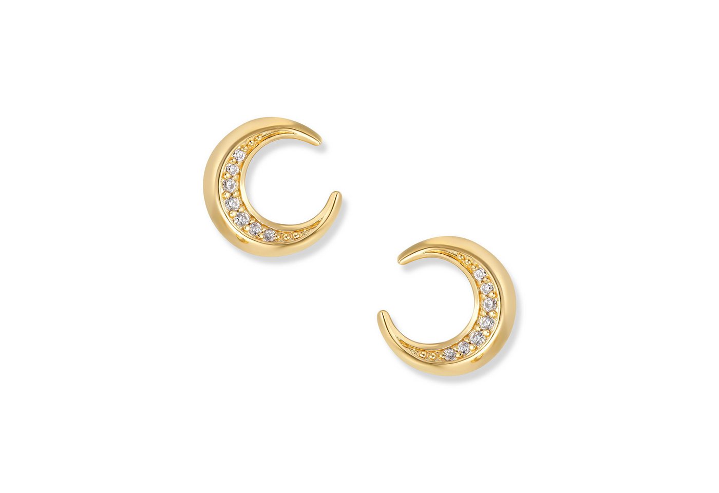 Seinerzeit FLORA & FAUNA Paar Ohrstecker Muna Gold Mond Ohrringe, Material: 925 Sterling Silber, vergoldet mit Emaille von Seinerzeit FLORA & FAUNA