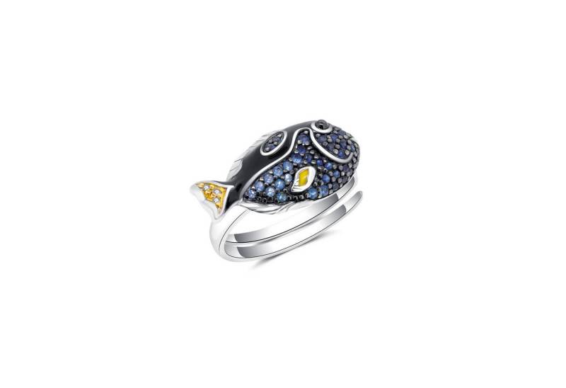 Seinerzeit FLORA & FAUNA Silberring Dory Fisch Ring (1-tlg), Material: 925 Sterling Silber, rhodiniert, geschwärzt, vergoldet von Seinerzeit FLORA & FAUNA