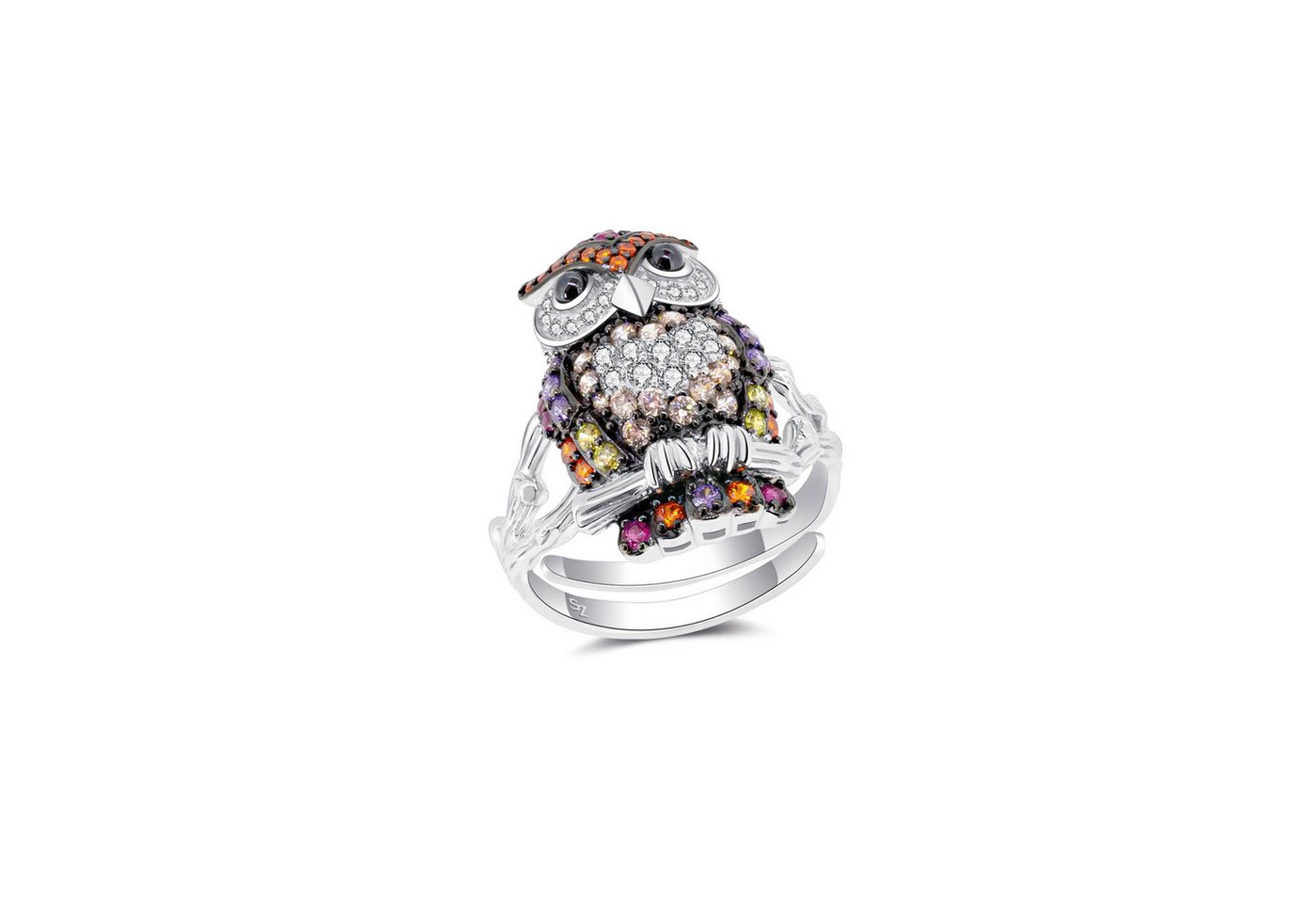 Seinerzeit FLORA & FAUNA Silberring Elke Eulen Ring (1-tlg), Material: 925 Sterling Silber, rhodiniert, geschwärzt von Seinerzeit FLORA & FAUNA