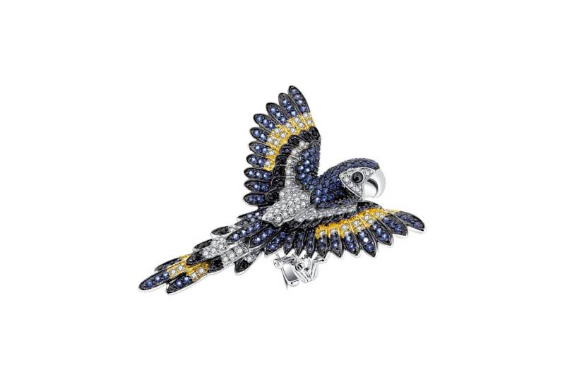 Seinerzeit FLORA & FAUNA Silberring Francis Papageien Ring (1-tlg), Material: 925 Sterling Silber, rhodiniert, geschwärzt, vergoldet von Seinerzeit FLORA & FAUNA