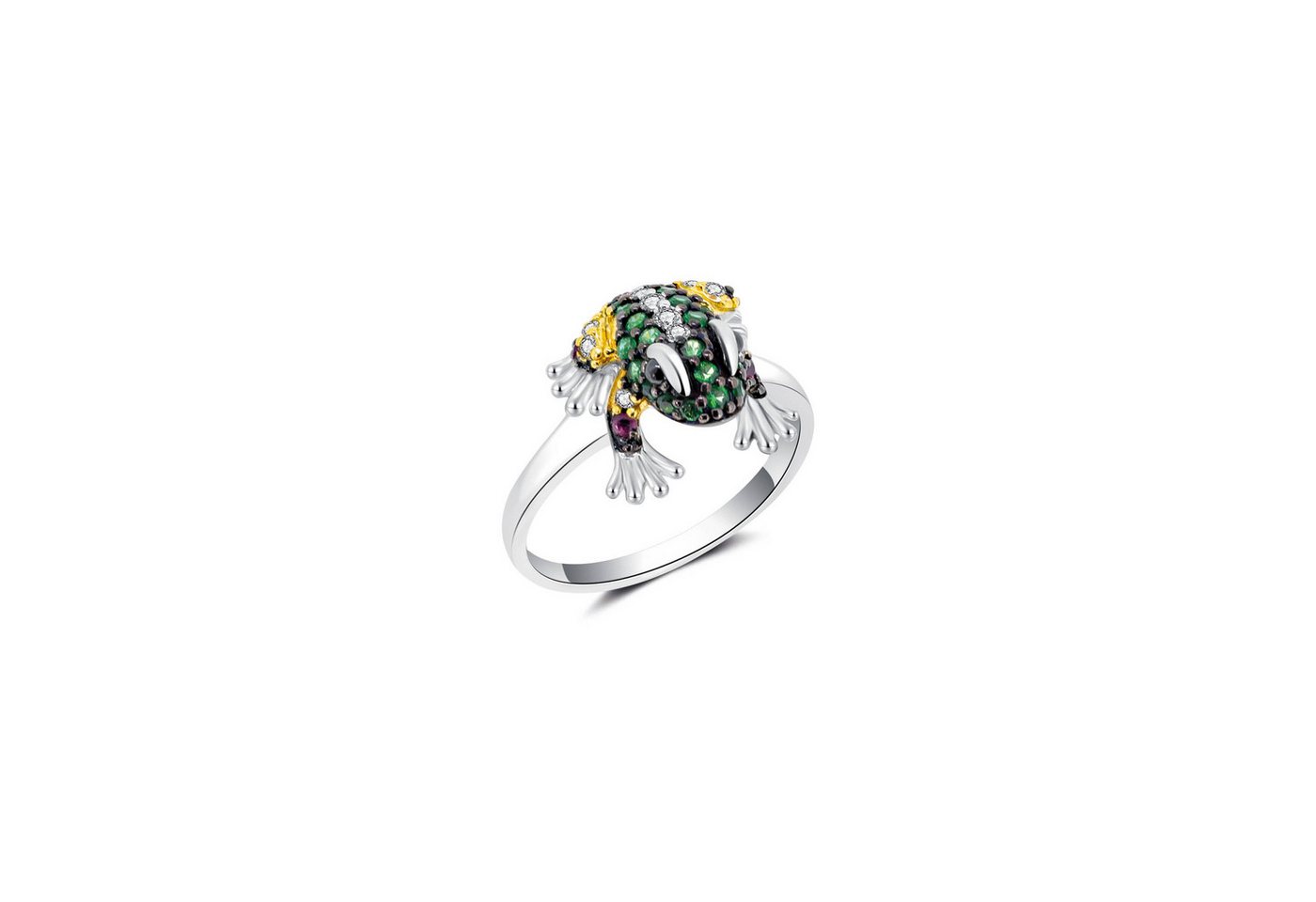 Seinerzeit FLORA & FAUNA Silberring Freddy Frosch Ring (1-tlg), Material: 925 Sterling Silber, rhodiniert, geschwärzt, vergoldet von Seinerzeit FLORA & FAUNA