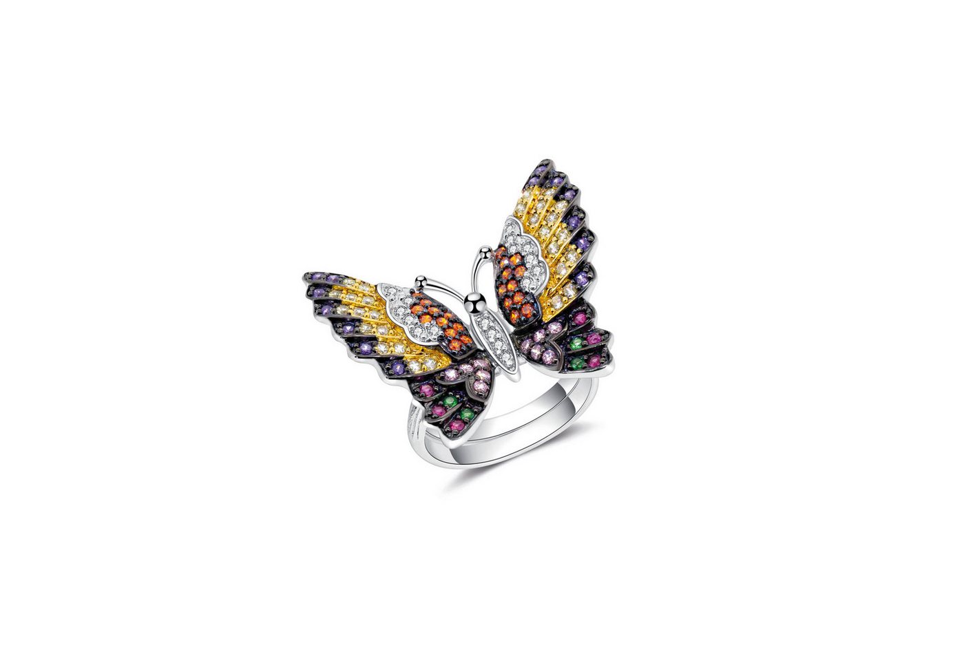 Seinerzeit FLORA & FAUNA Silberring Grace Schmetterling Ring (1-tlg), Material: 925 Sterling Silber, rhodiniert, geschwärzt, vergoldet von Seinerzeit FLORA & FAUNA