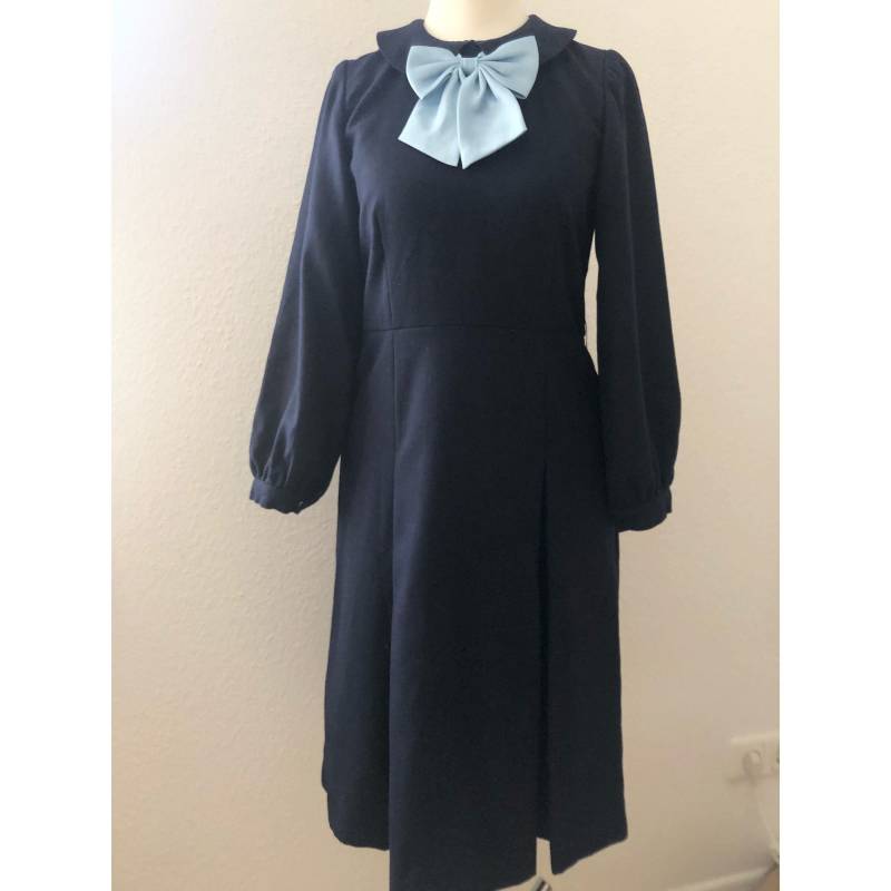 Vintage-stil Winterkleid Aus Wolle in Dunkelblau Size.s von SeiriosHouse