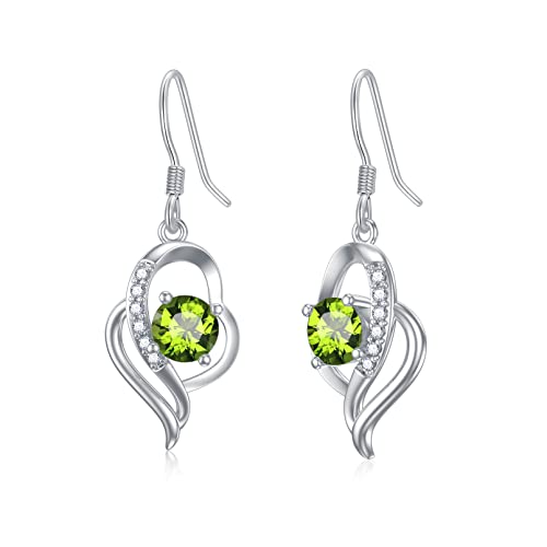 Damen Ohrringe aus 925 Sterling Silber Peridot Ohrringe Drop Halo Ohrringe mit Kristallen, edlen Schmuck Geschenk für Frauen Mädchen von Seiyang