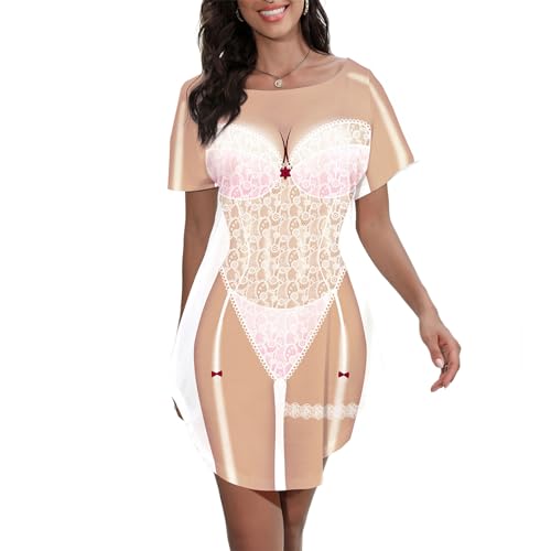 Damen Bikini Body Bedrucktes T-Shirt Kurzarm Strand Cover Up Luau Party Hawaiihemd, Bachlorette Party Girl 1, Small von Seizesoul