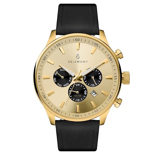 Seizmont by Trendhim | Matheo Troika Uhr II | Für Männer | Gold | 24-Stunden-Format, Mehrere Zeitzonen, Datum, Wochentage, Leuchtkraft | Wasserdicht bis 50 Meter | Dänisches Design Seizmont by Trendhim | Matheo Troika Uhr II | Für Männer | Gold | 24-Stunden-Format, Mehrere Zeitzonen, Datum, Wochentage, Leuchtkraft | Wasserdicht bis 50 Meter | Dänisches Design von Seizmont