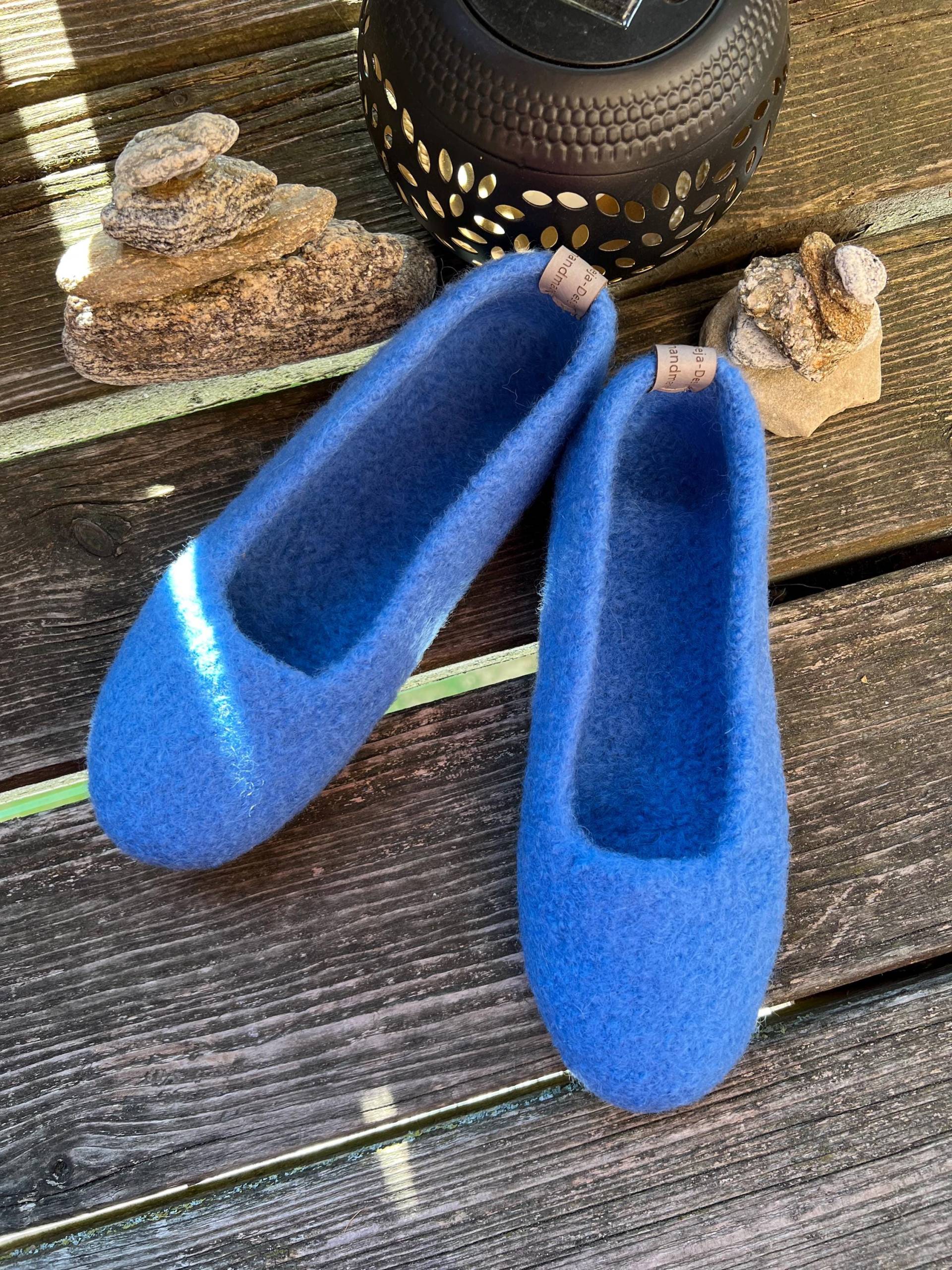 Filzschuhe, Karibikblauer Ballerina , Puschen, Filzpuschen, Gefilzte Hausschuhe, Barfußschuhe, Filzschuhe von SejaDesign