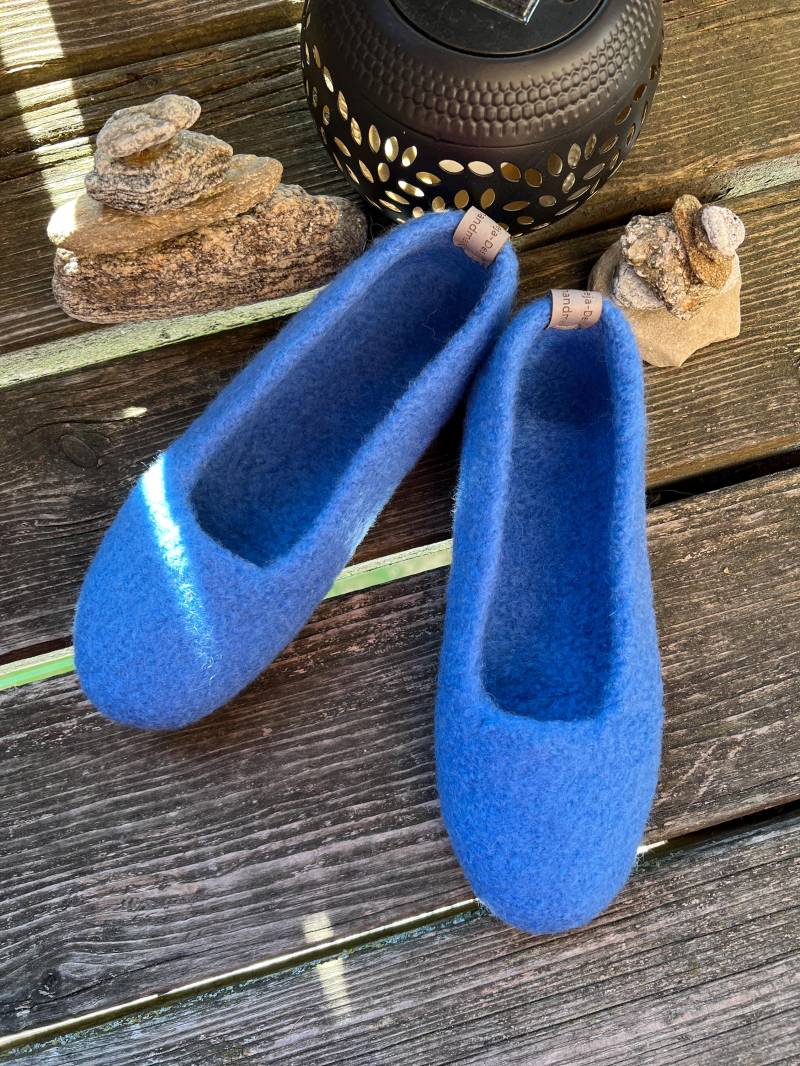 Filzschuhe, Karibikblauer Ballerina , Puschen, Filzpuschen, Gefilzte Hausschuhe, Barfußschuhe, Filzschuhe von SejaDesign
