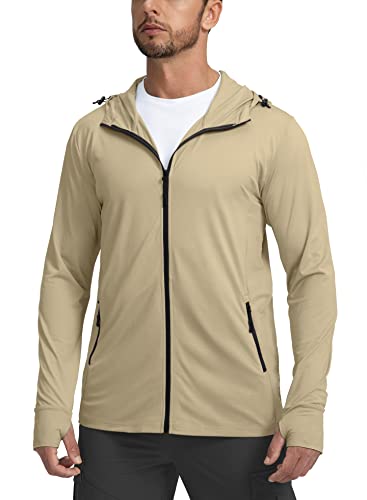 Sejuani Herren UPF 50+ Leichte Jacke Full Zip Sonnenschutz Hoodie Langarm Sonnenshirts für Männer Wandern Angeln Reißverschlusstaschen von Sejuani