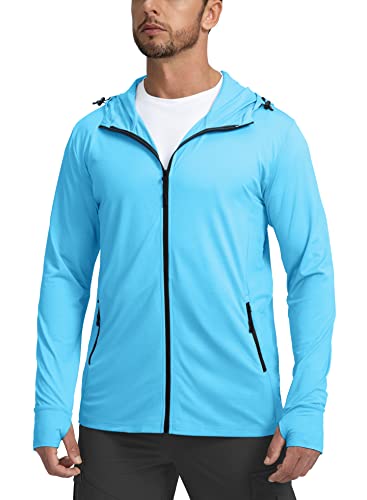 Sejuani Herren UPF 50+ Leichte Jacke Full Zip Sonnenschutz Hoodie Langarm Sonnenshirts für Männer Wandern Angeln Reißverschlusstaschen von Sejuani