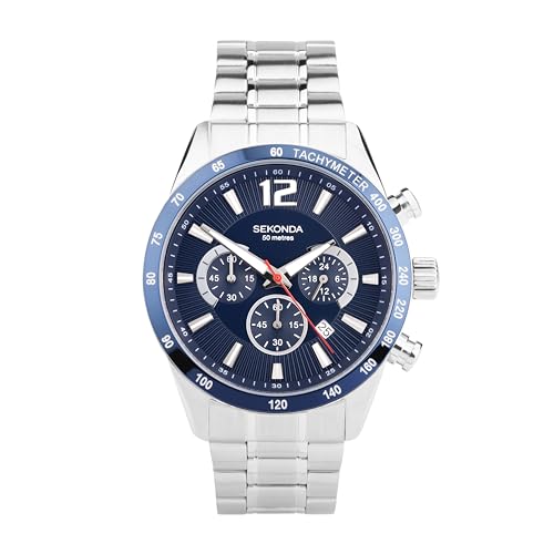 SEKONDA Unisex Chronograph Quarz Uhr mit Edelstahl Armband 1226.27 von SEKONDA