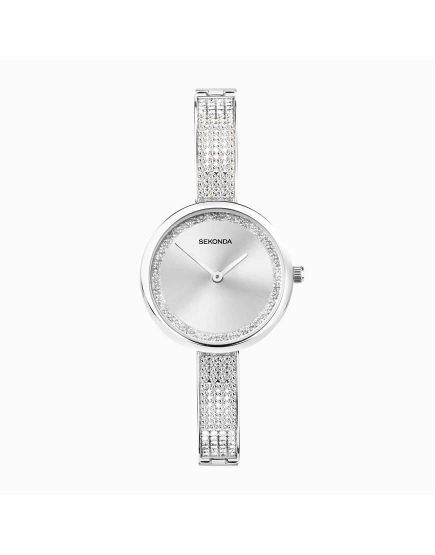 Sekonda - Aurora - Damenuhr mit silberfarbenem Zifferblatt mit 31 mm Durchmesser und legiertem Armband mit halbem Armreif-Design Sekonda - Aurora - Damenuhr mit silberfarbenem Zifferblatt mit 31 mm Durchmesser und legiertem Armband mit halbem Armreif-Design von Sekonda