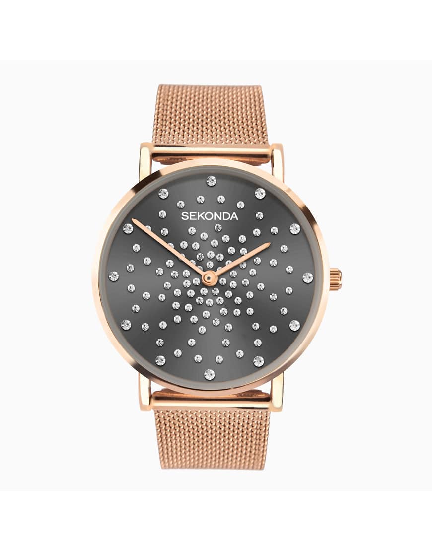 Sekonda - Celeste - Damenuhr mit grauem Zifferblatt mit 38 mm Durchmesser und Edelstahlarmband von Sekonda