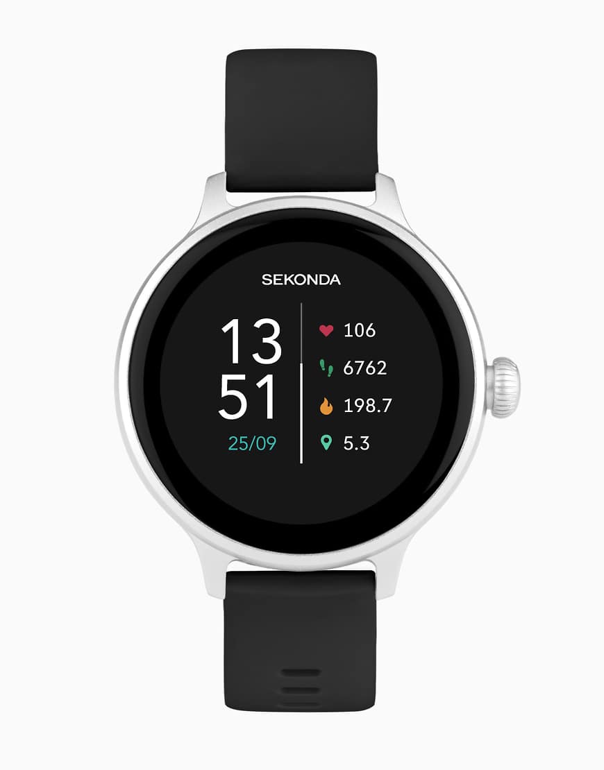 Sekonda - Connect - Damenuhr mit AMOLED-Display mit 43 mm Durchmesser und Silikonarmband-Schwarz Sekonda - Connect - Damenuhr mit AMOLED-Display mit 43 mm Durchmesser und Silikonarmband-Schwarz von Sekonda