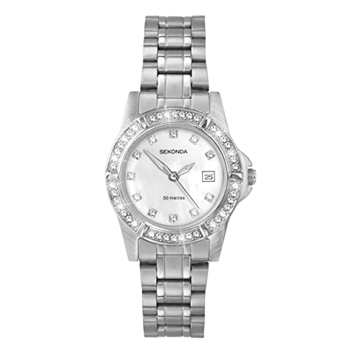 Sekonda Damen Datum klassisch Quarz Uhr mit Edelstahl Armband 2609.27 von SEKONDA