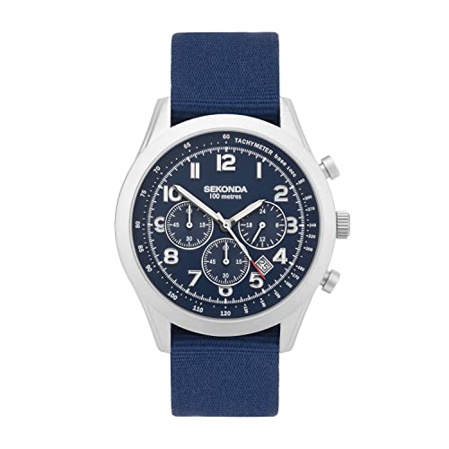 Sekonda Herren-Chronograph-Armbanduhr im Militärstil (blau) 30066, blau von SEKONDA