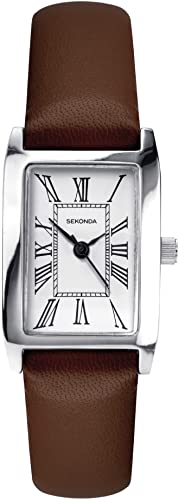 Sekonda Klassische Damen-Armbanduhr mit analogem Zifferblatt und braunem Armband 40338 von SEKONDA