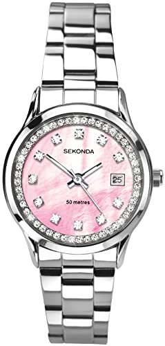 Sekonda Midnight Star Damen-Armbanduhr mit rosa Perlmutt Zifferblatt 40326 von SEKONDA