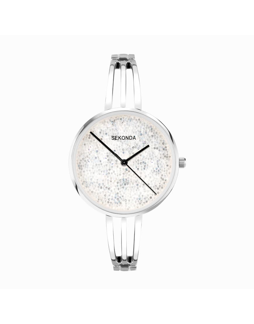 Sekonda - Stardust - Damenuhr mit silberfarbenem Zifferblatt mit 36 mm Durchmesser und legiertem Armband mit halbem Armreif-Design Sekonda - Stardust - Damenuhr mit silberfarbenem Zifferblatt mit 36 mm Durchmesser und legiertem Armband mit halbem Armreif-Design von Sekonda