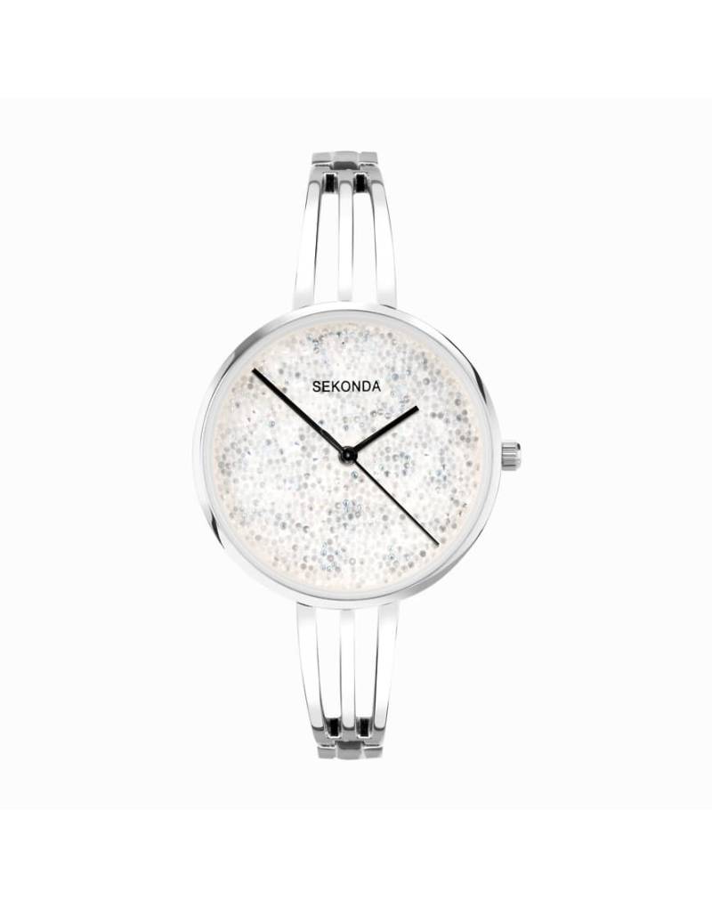 Sekonda - Stardust - Damenuhr mit silberfarbenem Zifferblatt mit 36 mm Durchmesser und legiertem Armband mit halbem Armreif-Design von Sekonda
