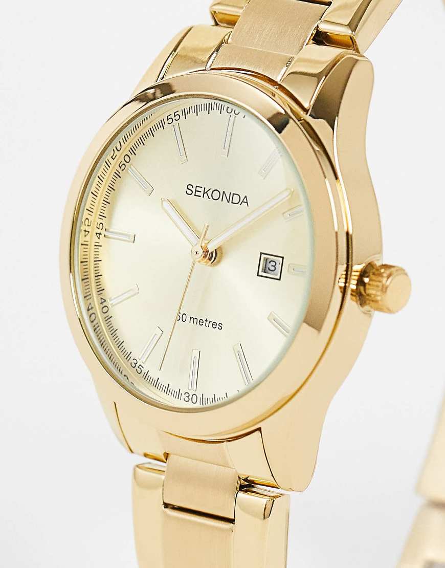 Sekonda - Taylor - Damenuhr mit blassgoldenem Zifferblatt mit 36 mm Durchmesser und Edelstahlarmband-Goldfarben von Sekonda
