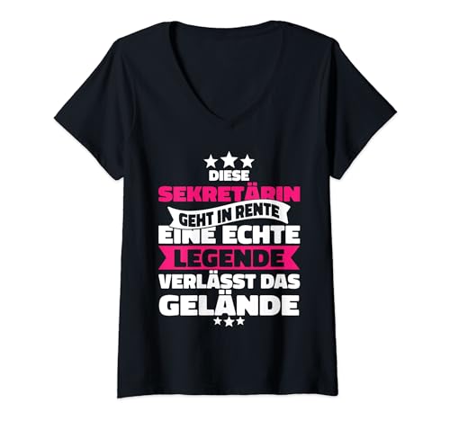 Damen Rentnerin Sekretärin Rente Spruch Ruhestand T-Shirt mit V-Ausschnitt Damen Rentnerin Sekretärin Rente Spruch Ruhestand T-Shirt mit V-Ausschnitt von Sekretärin Rente Rentnerin Store