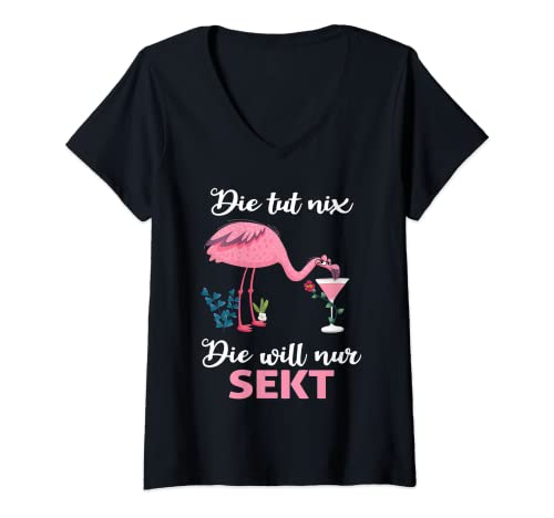 Damen Mädelsabend Sektchen Mädels Die tut nix die will nur Sekt T-Shirt mit V-Ausschnitt Damen Mädelsabend Sektchen Mädels Die tut nix die will nur Sekt T-Shirt mit V-Ausschnitt von Sektchen Mädels Mädelsabend Sekt & Party